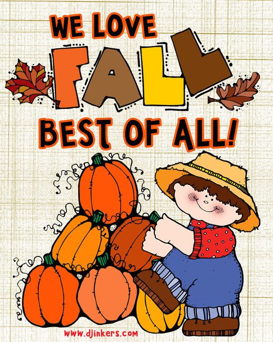 We love fall best of all!  Made with kids clip art for autumn by DJ Inkers.