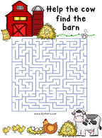 Farm maze with cute barnyard clip art by DJ Inkers