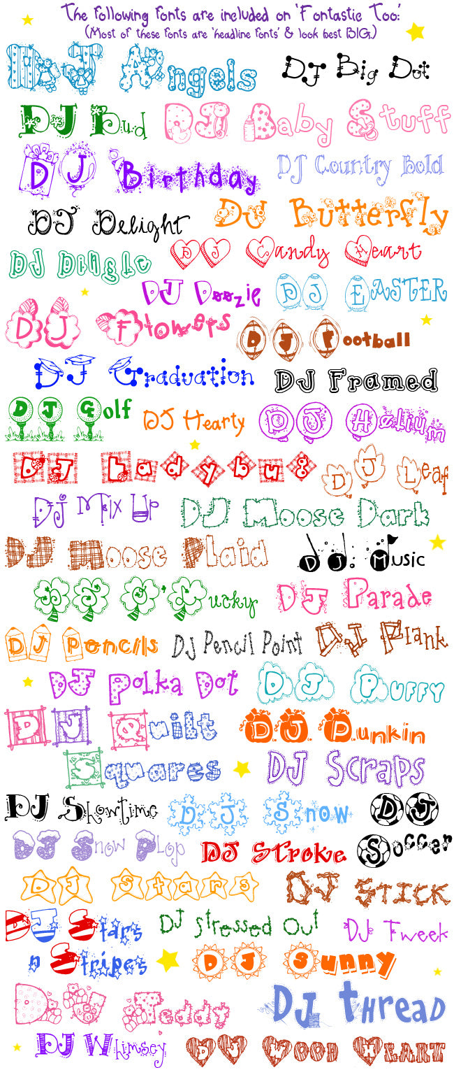 Font-astic 2 Collection - 50 Fun Headline Fonts by DJ Inkers