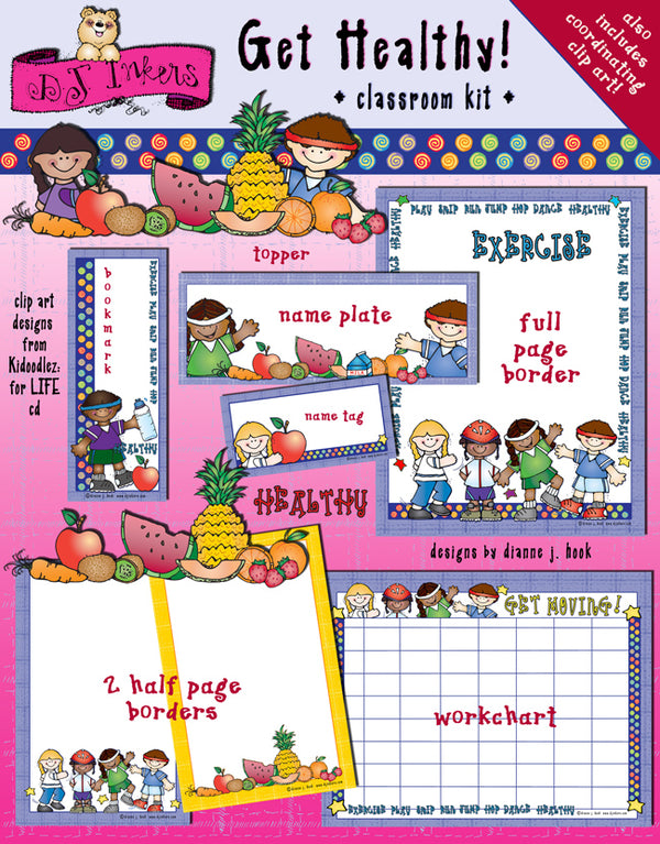 Get Healthy Classroom Theme Borders & Printables Kit