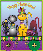 Mardi Gras card with DJ Inkers cat clip art