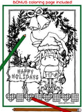 Happy Holidays Highland cow coloring page by DJ Inkers