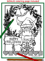 Happy Holidays Highland cow coloring page by DJ Inkers