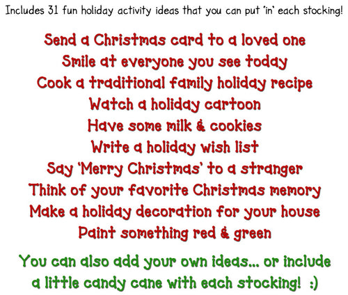Christmas Countdown - Stocking Advent Calendar and Activities