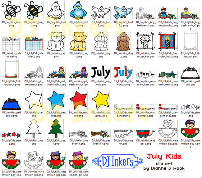 July Kids - Summer Fun Clip Art Download