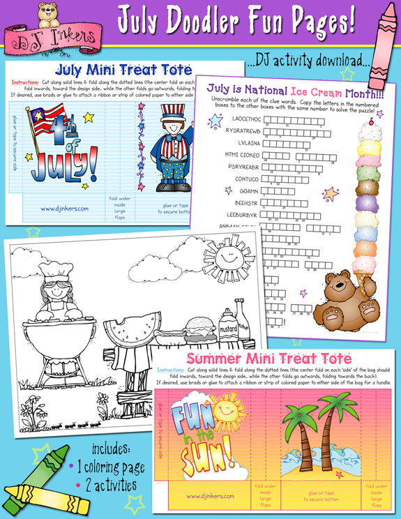 Fun July Activities and Coloring Page Download