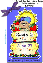 June birthday bear card with Confetti font by DJ Inkers