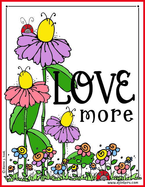 Love More coloring page with clip art and font by DJ Inkers