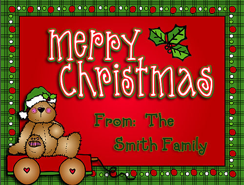 Merry Christmas card with cute holiday clip art by DJ Inkers