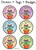 prinntable Mother's day stickers, tags or badges