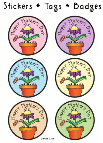 prinntable Mother's day stickers, tags or badges
