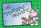 Moo-chas gracias card made with cute clip art cow by DJ Inkers