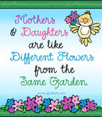 Mothers and Daughters quote with DJ Fancy Bold font and little bird clip art