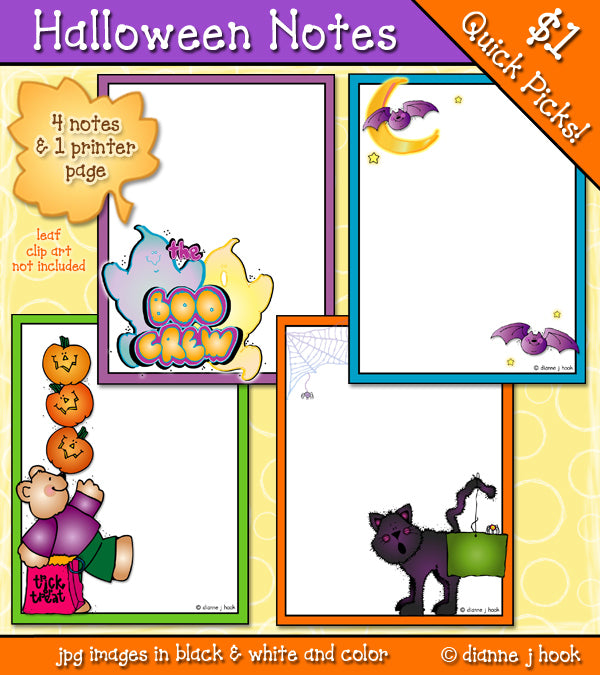 Halloween Note Cards - Mini Border Clip Art Download
