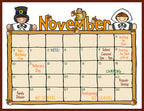 November Kids Calendar with clip art by DJ Inkers
