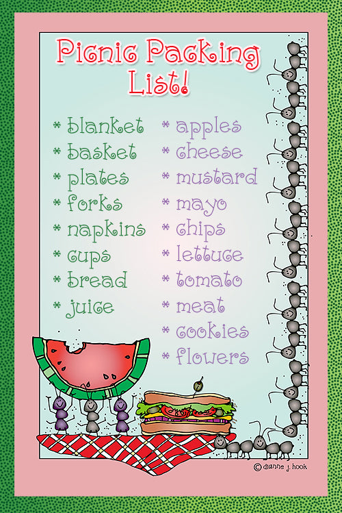 picnic list with clipart and font by DJ Inkers