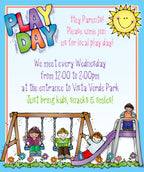 play day invitation with cute kids clip art by DJ Inkers