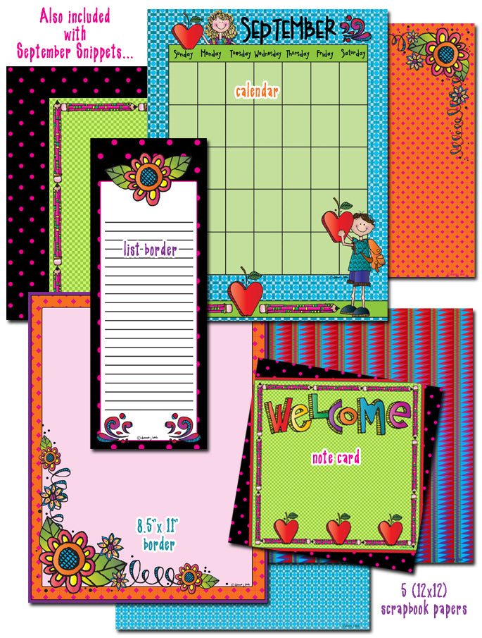 Cool School Clip Art Snippets + Font, Borders & Backgrounds