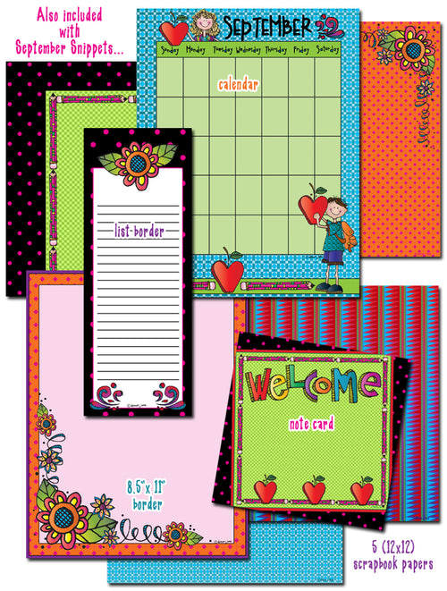 Cool School Clip Art Snippets + Font, Borders & Backgrounds