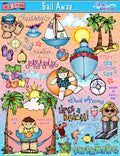 cute clip art for beach, cruise and summer vacation fun by DJ Inkers