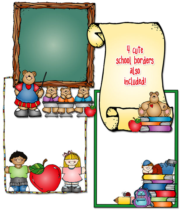Cute school teacher borders by DJ Inkers