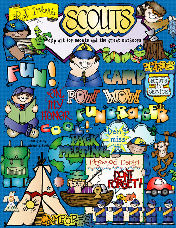 Cute clip art for cub scouts, pack meetings and scouting events by DJ Inkers
