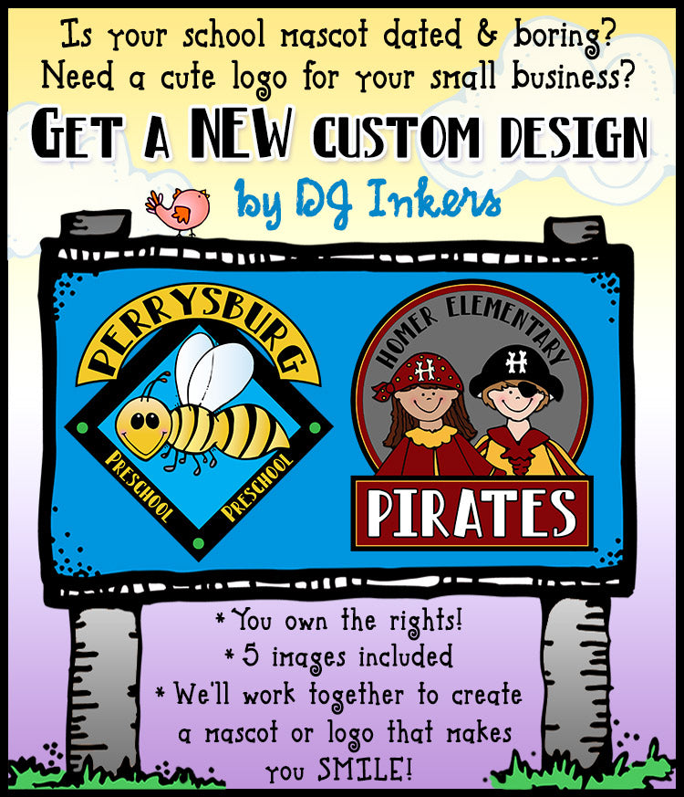 Custom Logo or Mascot Clip Art Package by DJ Inkers
