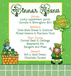 St Patrick's Day menu with clip art by DJ Inkers