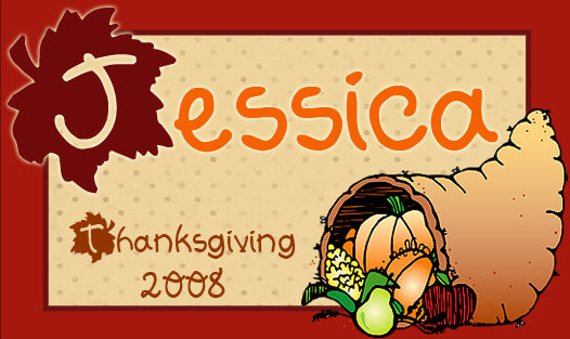 Thanksgiving dinner nameplate with clip art and font by DJ Inkers