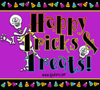Happy tricks and treats with skeleton clip art and font by DJ Inkers