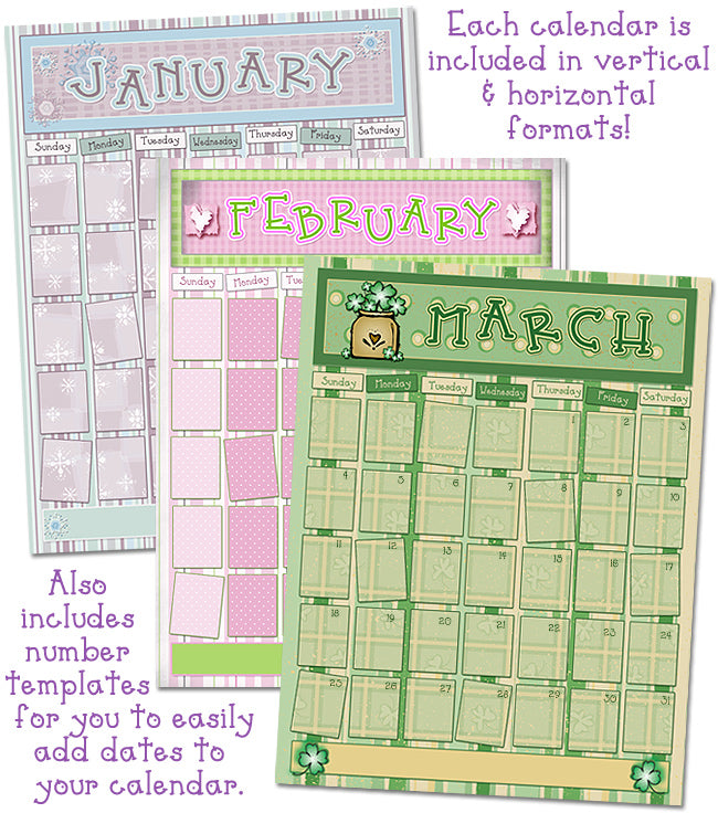 Simple Days Calendar Download - Vertical and Horizontal Formats