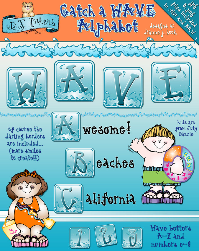 Make a splash on your cards and creations with this fun water alphabet by DJ Inkers