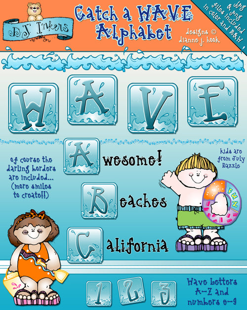 Make a splash on your cards and creations with this fun water alphabet by DJ Inkers