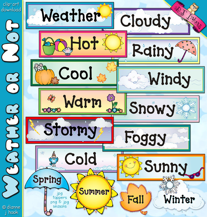 Weather words for kids, classrooms and bulletin boards by DJ Inkers