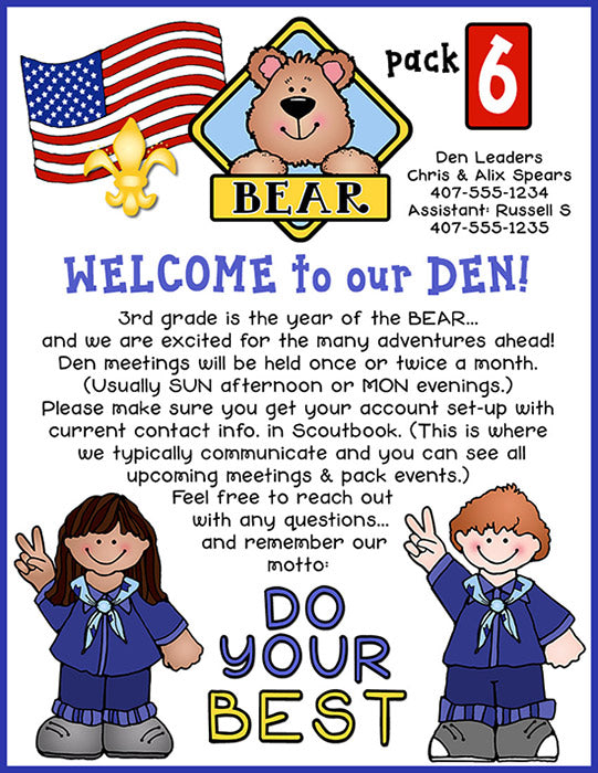 Welcome letter Bear Den made with DJ Inkers clip art