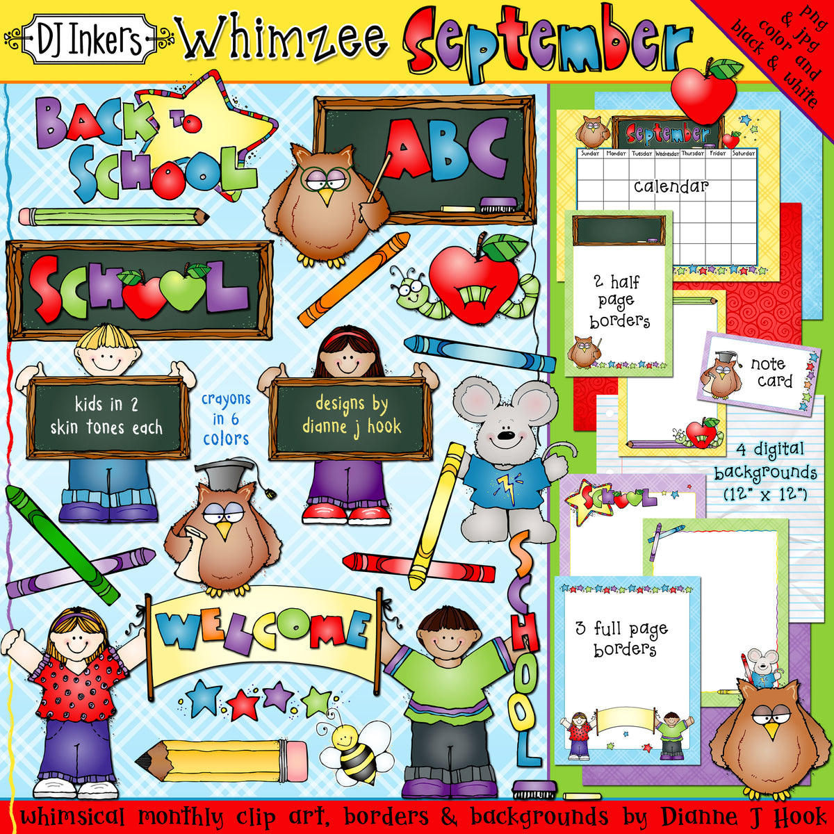 September Whimzee Clip Art, Borders and Printables