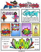Wonder Washers super heroes teach hand washing with DJ Inkers clip art