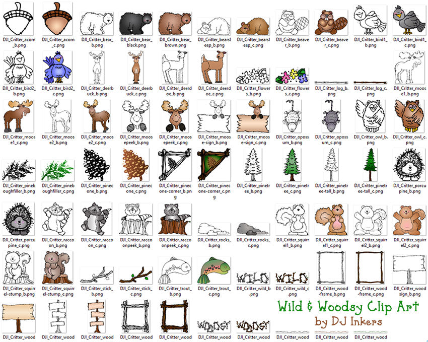 Wild and Woodsy Critters - Animal Clip Art Download