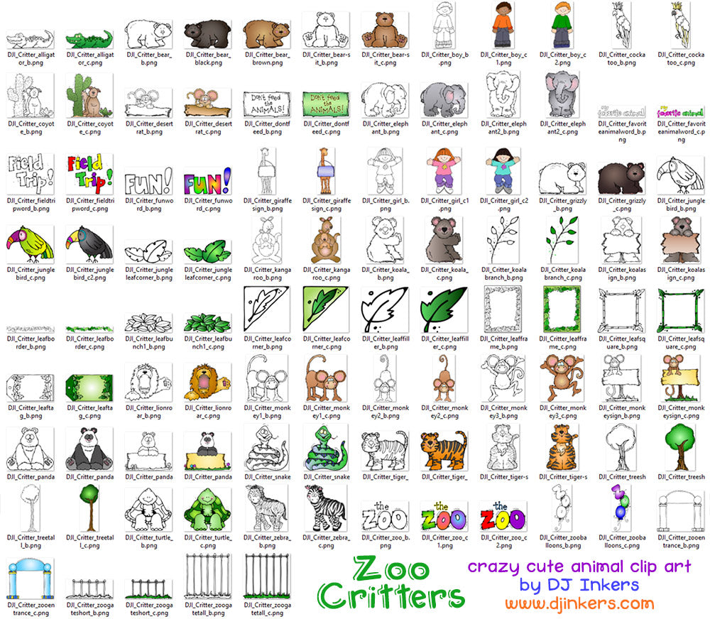 Zoo Critters Animal Clip Art Download