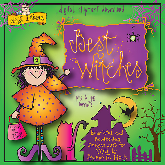 Best Witches Halloween clip art for bewitching crafts and a cauldron of smiles by DJ Inkers