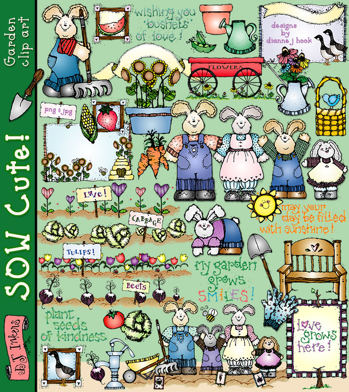 Cute clip art for gardens and spring by DJ Inkers