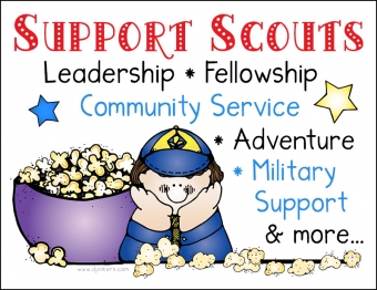 Support Cub Scouts popcorn poster made with DJ Inkers clip art and fonts