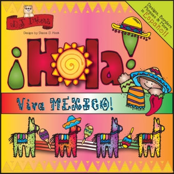 Hola Spanish clip art collection for kids, friends and teachers by DJ Inkers