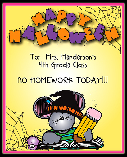 No homework for Halloween made with cute clip art by DJ Inkers