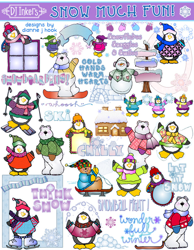 DJ Inkers' winter clip art is Snow Much Fun for kids and crafting