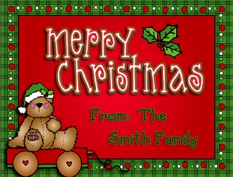 Merry Christmas card with cute holiday clip art by DJ Inkers