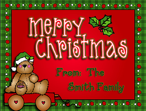 Merry Christmas card with cute holiday clip art by DJ Inkers
