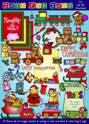 Toys For Tots - Kids Holiday Clip Art Download