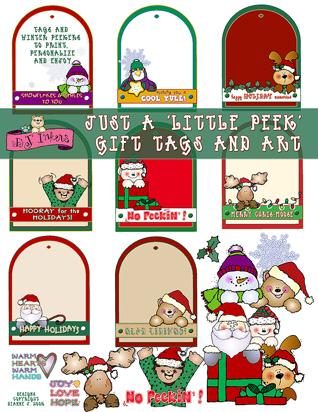 Little Peek Gift Tags and Clip Art Download