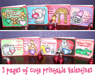 Critter Love - 8 Printable Animal Valentine Cards